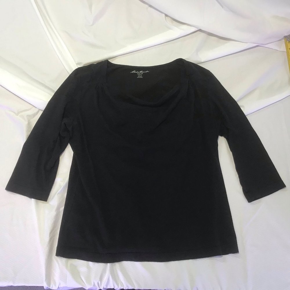 Eddie Bauer Cowl Neck 3/4 Sleeve Top, Size Large - Picture 3 of 8